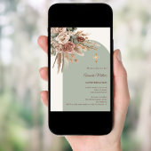 Invitation Ivory blush roses sage green arch Confirmation