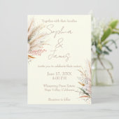 Invitation Ivory Boho Pampas Mariage en herbe (Debout devant)