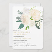Invitation Ivory Bouquet Bridesmaitres Florales Mariage de dé (Devant)