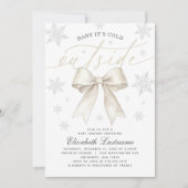 Invitation Ivory Bow Baby Its Cold Outside Winter Baby Shower (Devant)