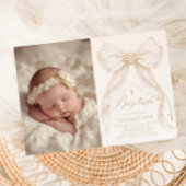 Invitation Ivory Bow Pearls Elegant photo Baptism