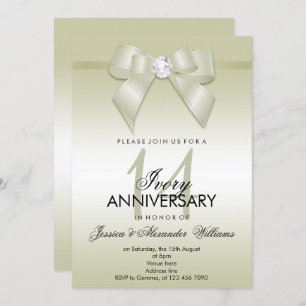 Invitation Ivory Bow & Ribbon 14e anniversaire de Mariage