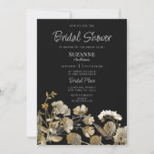 Invitation Ivory brown black wildflower winter Bridal Shower (Devant)