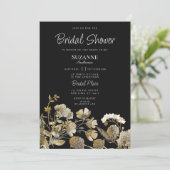 Invitation Ivory brown black wildflower winter Bridal Shower (Debout devant)