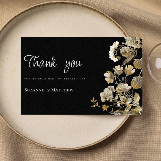 Invitation Ivory brown black wildflower winter Thank You