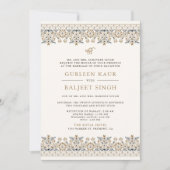 Invitation Ivory Brown Ikat Anand Karaj Sikh Mariage (Devant)