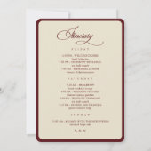 Invitation Ivory Burgundy Border Retro Wedding Itinerary Card (Dos)