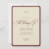 Invitation Ivory & Burgundy Checkered Border Retro Wedding (Devant)