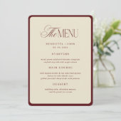 Invitation Ivory Burgundy Stripes Border Wedding Menu Card (Debout devant)