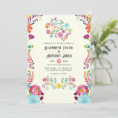 Invitation Ivory & Burnt Coral Floral Mexican Fiesta Wedding (Debout devant)