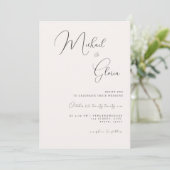 Invitation Ivory Chic Calligraphie Code QR Tout en Un Mariage (Debout devant)