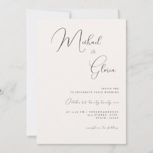 Invitation Ivory Chic Calligraphie Code QR Tout en Un Mariage