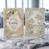 Invitation Ivory Cream Faux Bas-Relief Elegant Wedding