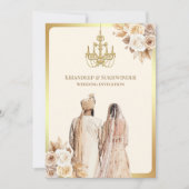 Invitation Ivory Cream Roses Floral Anand Karaj Sikh Mariage (Devant)