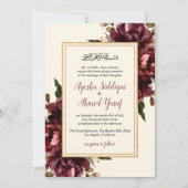Invitation Ivory et Bourgogne Floral Mariage musulman (Devant)