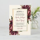Invitation Ivory et Bourgogne Floral Mariage musulman (Debout devant)