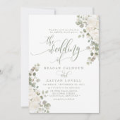 Invitation Ivory Et Sage Chic Élégant Mariage Floral (Devant)