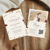 Invitation Ivory Fall Fleur sauvage QR Code Automne Mariage d