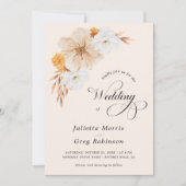 Invitation Ivory Fall Floral Elegant QR Code Mariage photo (Devant)
