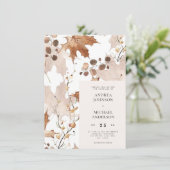 Invitation Ivory Fall quitte Photo QR Code Tout en un Mariage (Debout devant)