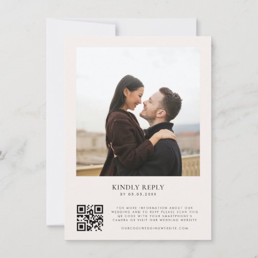 Invitation Ivory Fall quitte Photo QR Code Tout en un Mariage (Dos)