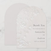Invitation Ivory Faux Blind Embossed Arch Wedding Thank You (Devant / Derrière)