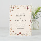 Invitation Ivory Fleur sauvage Garden Automne QR Code RSVP Ma (Debout devant)