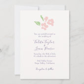 Invitation Ivory | Fleurs aquarelle rose script mariage (Devant)