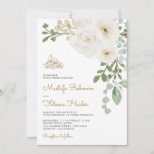 Invitation Ivory Floral Bouquet Islamic Muslim Wedding (Devant)
