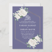 Invitation Ivory Floral Frame Violet islamique musulman Maria (Devant)