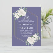 Invitation Ivory Floral Frame Violet islamique musulman Maria (Debout devant)