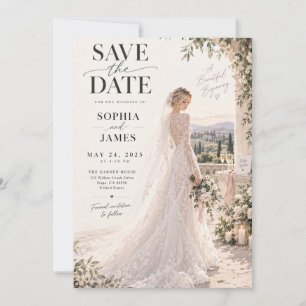 Invitation Ivory Floral Mariée Jardin Enregistrer la Date