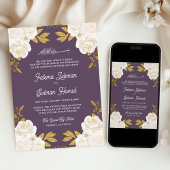 Invitation Ivory Floral or Dusty violet Mariage musulman