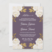 Invitation Ivory Floral or Dusty violet Mariage musulman (Devant)