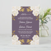 Invitation Ivory Floral or Dusty violet Mariage musulman (Debout devant)