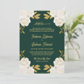 Invitation Ivory Floral Or Emerald Vert Mariage musulman (Debout devant)