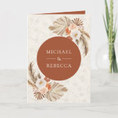 Invitation Ivory Floral Pampas Terracotta Code QR Mariage (Devant)