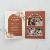 Invitation Ivory Floral Pampas Terracotta Code QR Mariage (Intérieur)