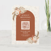 Invitation Ivory Floral Pampas Terracotta Code QR Mariage (Dos)