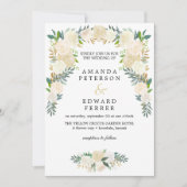 Invitation Ivory Floral Rose Garland mariage rose pâle (Devant)
