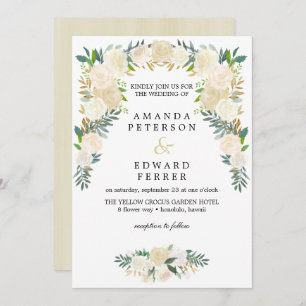 Invitation Ivory Floral Rose Garland mariage rose pâle