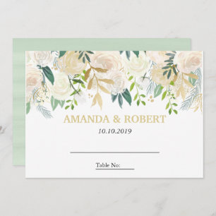 Invitation Ivory Floral Rose mariage Table Place MINT