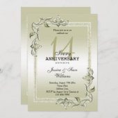 Invitation Ivory Gem & Parties scintillant 14e anniversaire d (Devant / Derrière)