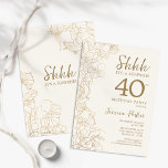 Invitation Ivory Gold Botanical Surprise 40e anniversaire<br><div class="desc">Ivory Cream & Gold Botanical Surprise 40e Invitation anniversaire. Le minimaliste design féminin moderne présente des accents botaniques et des caractères typographiques. Carte invitation florale simple parfaite pour une célébration anniversaire surprise femme élégante.</div>