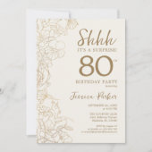 Invitation Ivory Gold Botanical Surprise 80e anniversaire (Devant)