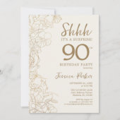 Invitation Ivory Gold Botanical Surprise 90e anniversaire (Devant)
