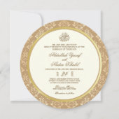 Invitation Ivory & Gold Damask Elegance mariage islamique ron (Devant)