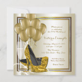 Invitation Ivory Gold Diamond Chaussure haute talon fête d'an (Devant)