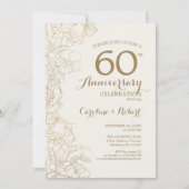 Invitation Ivory Gold Floral 60e anniversaire (Devant)