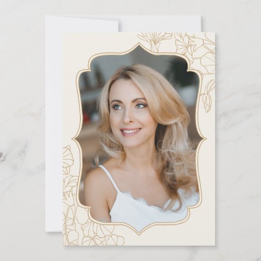 Invitation Ivory Gold Photo 50e fête d'anniversaire (Dos)